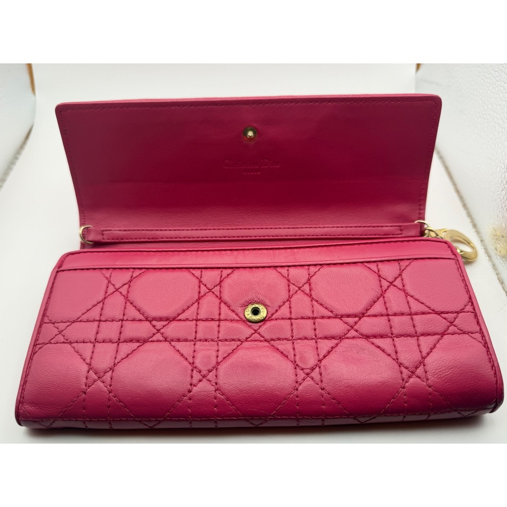Christian Dior Wallet Womens OS Pink Lady Dior Cannage Lambskin Long Wallet - Picture 5 of 9